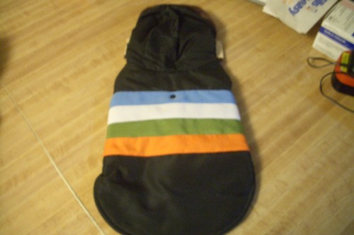 Medium dog coat - coat, blue,strips